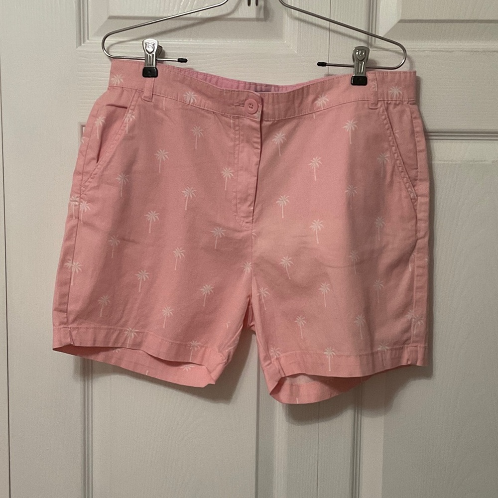 NWOT Caribbean Joe Pink Palm Print Women's Shorts, Size 14